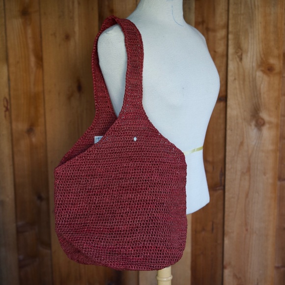 Helen Kaminski 100% Raffia Burgundy Large Woven Tote Bag Made In Madagascar - Picture 1 of 14